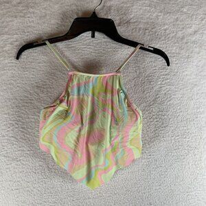 Roxy Tropics Hype Cropped Bikini Top Women's Medium Multicolor Ambrosia Swimwear